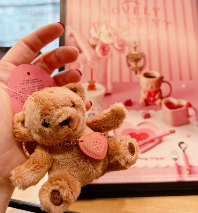 Starbucks Korea 2024 Be Mine Bear Fabric Key Chain Valentine Promotion keychain