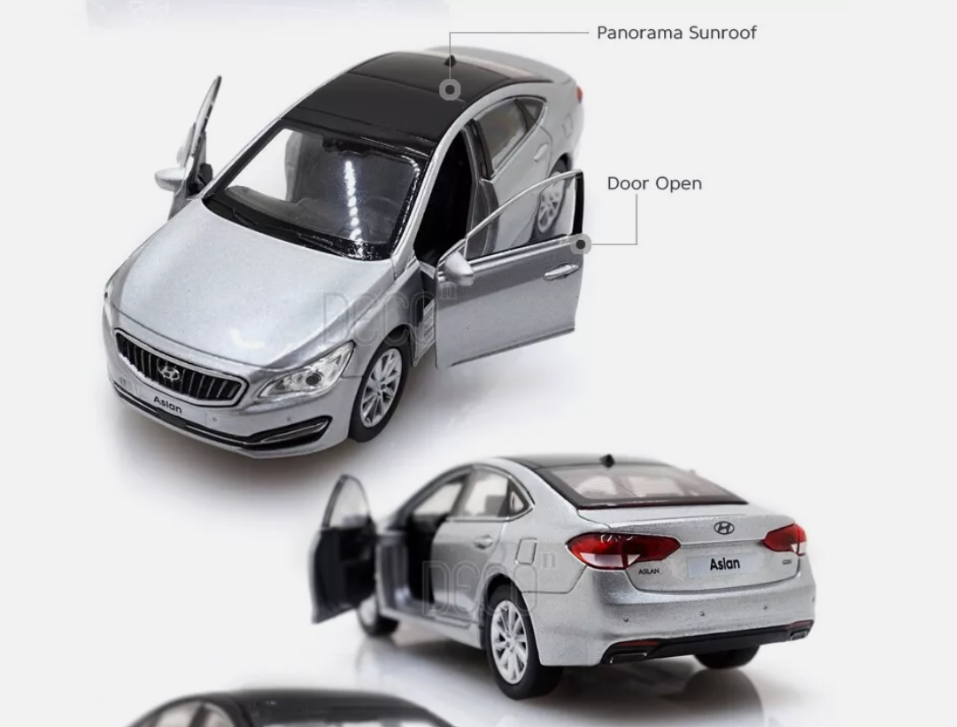 Hyundai Motor Diecast Mini Car * Aslan * 1:38 Scale Miniature Display Black Gray