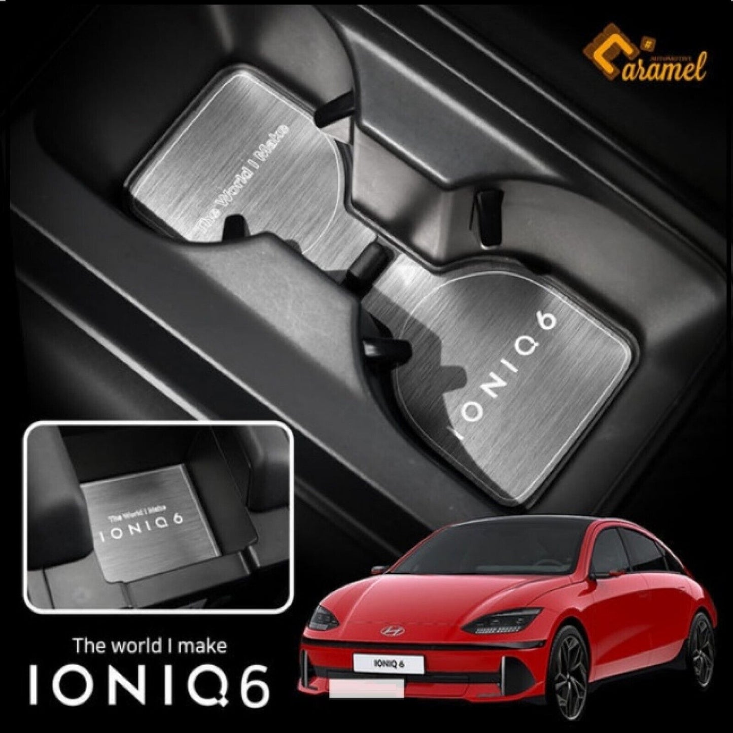 CUP HOLDER INSIDE CONSOLE PLATE METAL KITS For Hyundai IONIQ6 2022+ Accessories