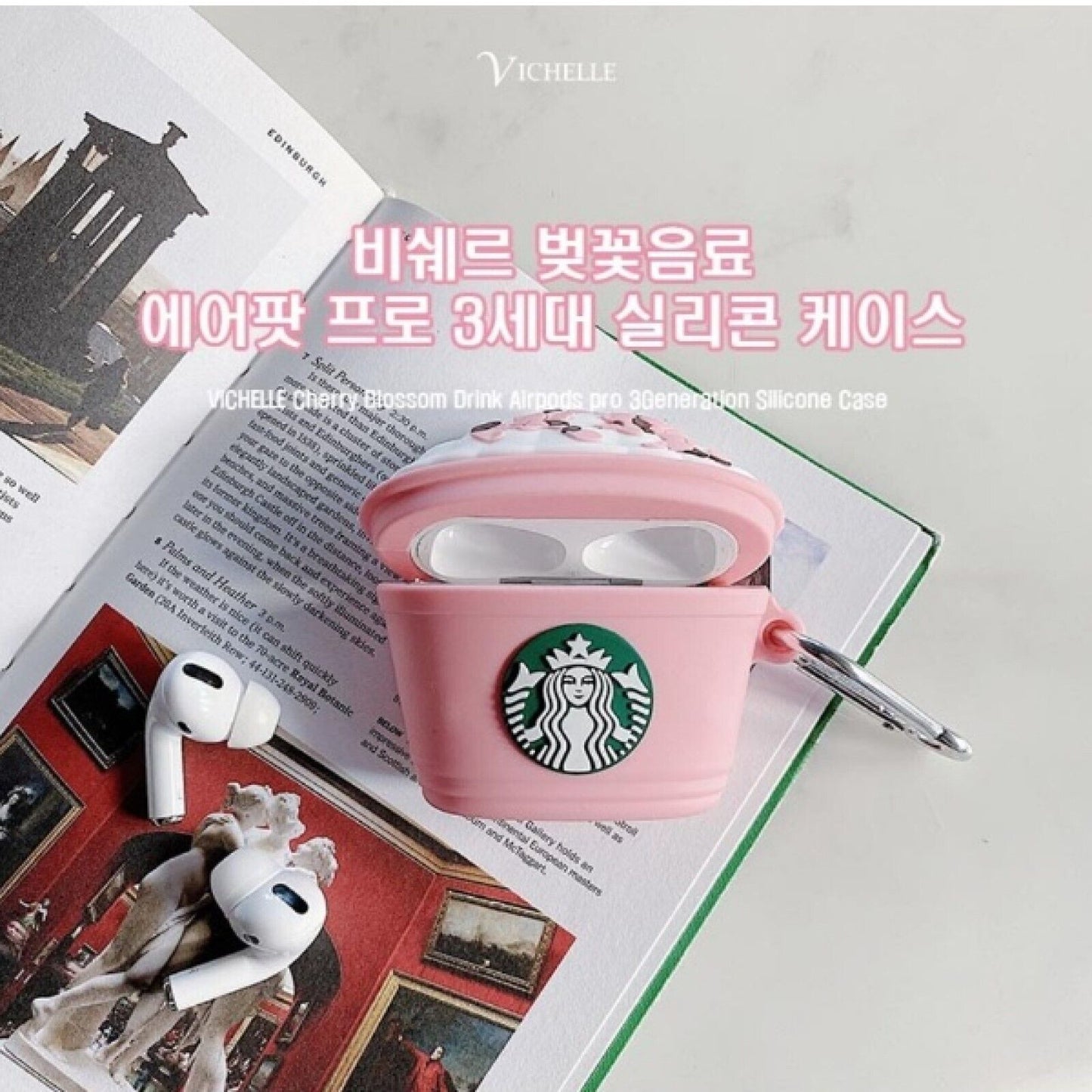 VICHELLE Cherry Blossom STARBUCKS Drink Airpods Silicone Case