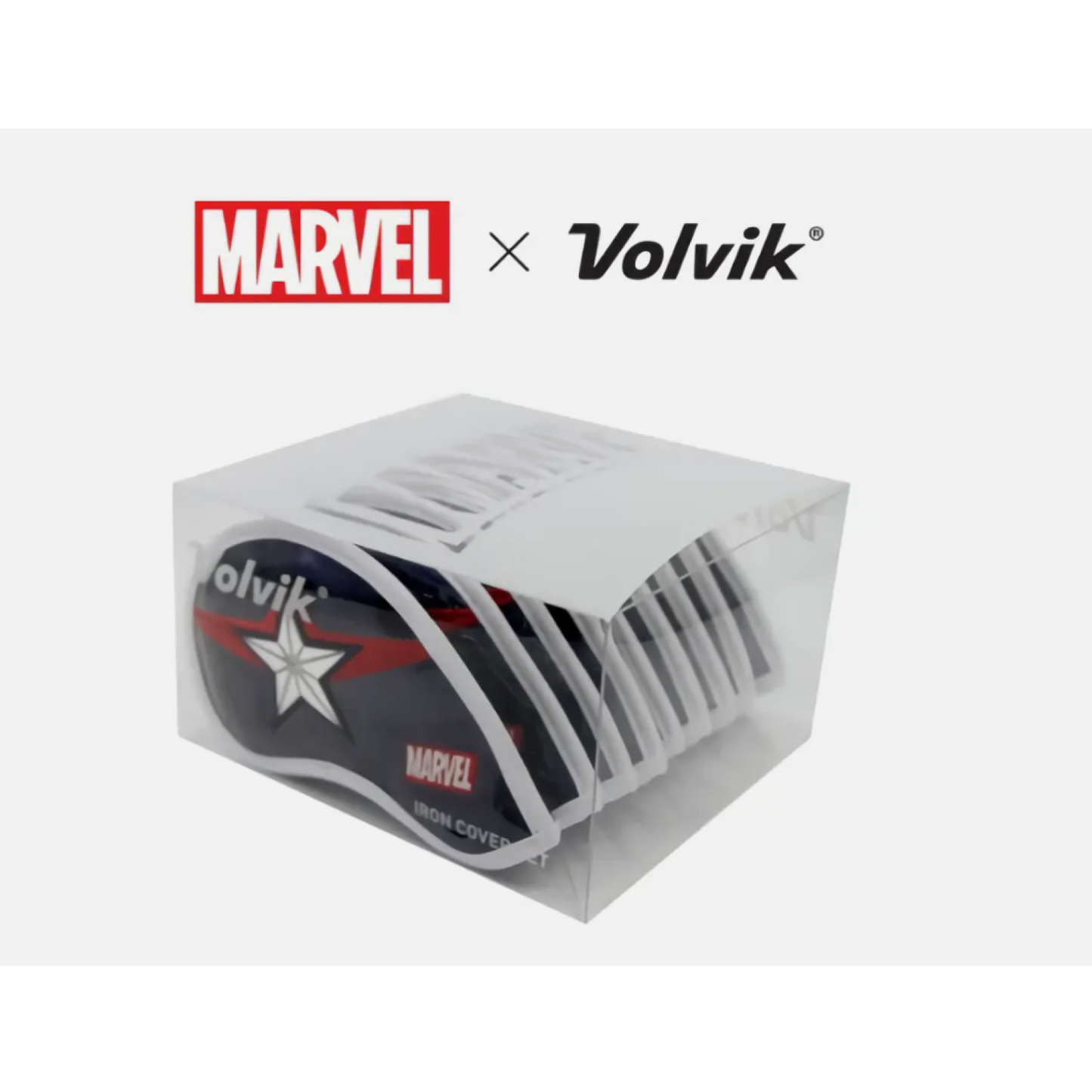 New Volvik Marvel Golf Captain America Iron Head Cover 9Pcs for Club Authentic