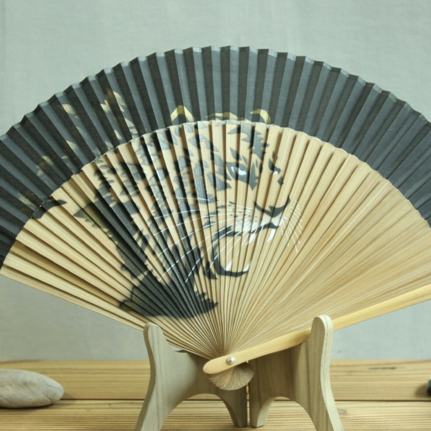 Folding Silk Hand Fan Tiger Dragon 4 Types Oriental Hand-painting Korean Crafts