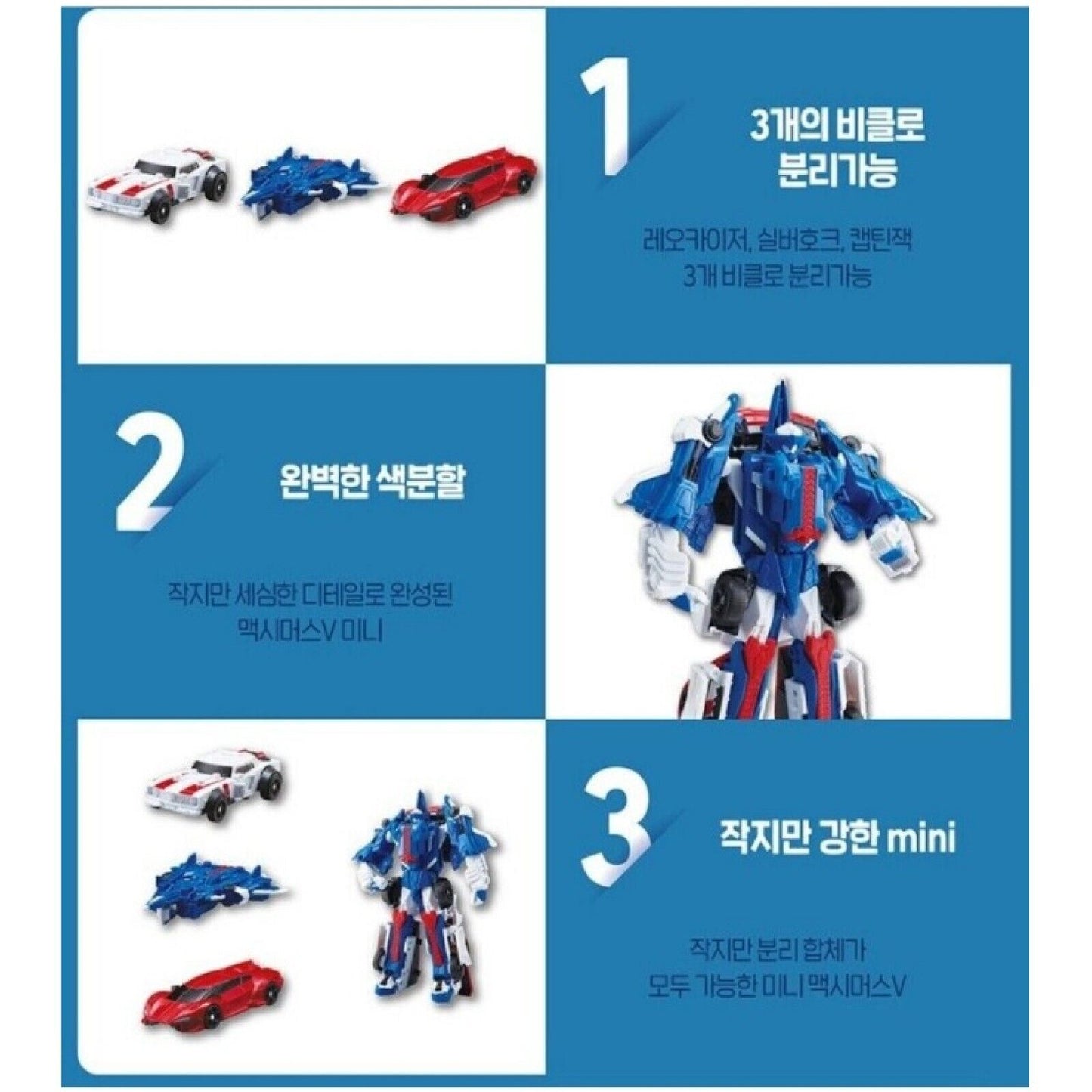 Tobot V Mini MAXIMUS V 3-Step Combination Transformer Car Robot Action Figure