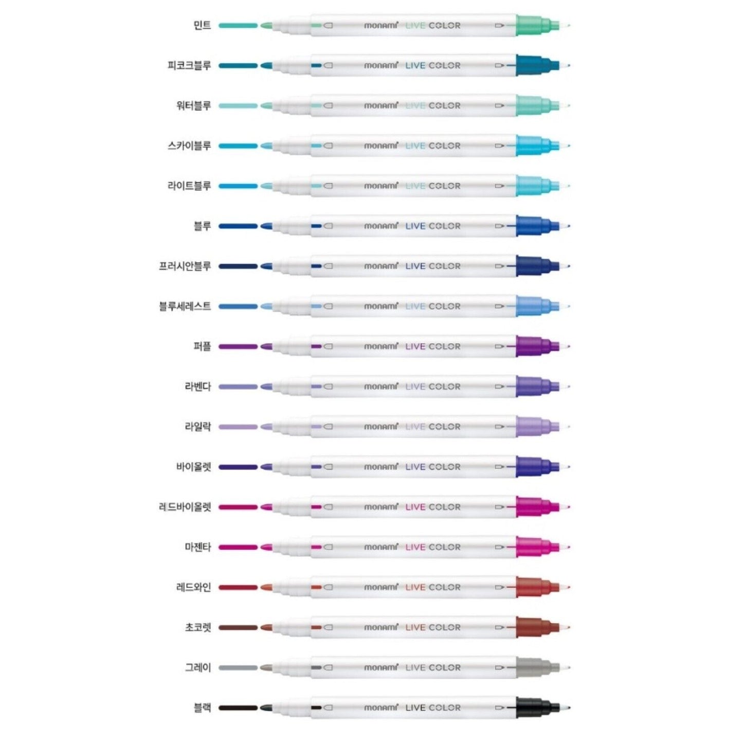 Monami Live Color Water-based Double-sided Marker Pen 36 Colors Set