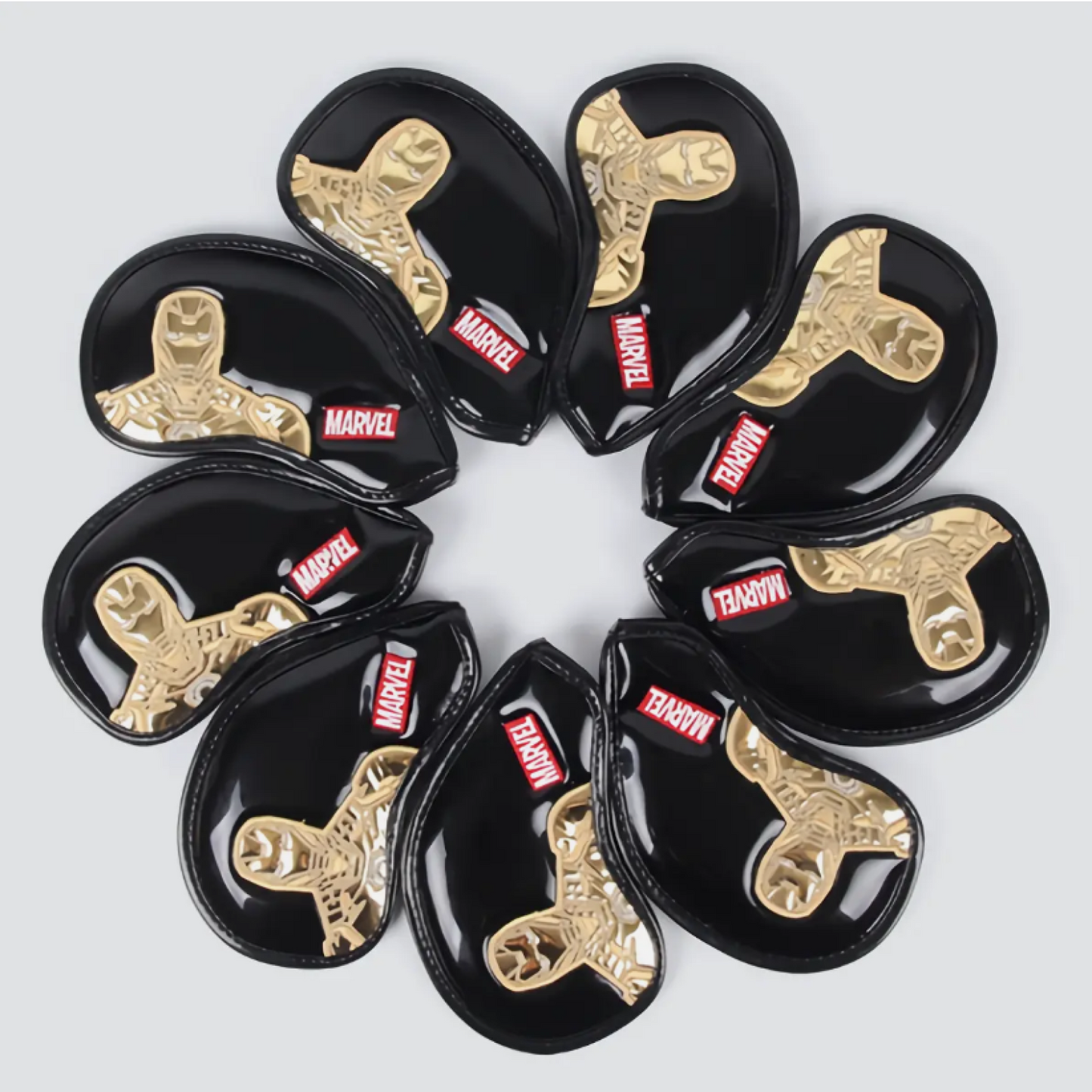 New Volvik Marvel Golf Ironman Iron Head Cover 9Pcs Glove for Club Authentic