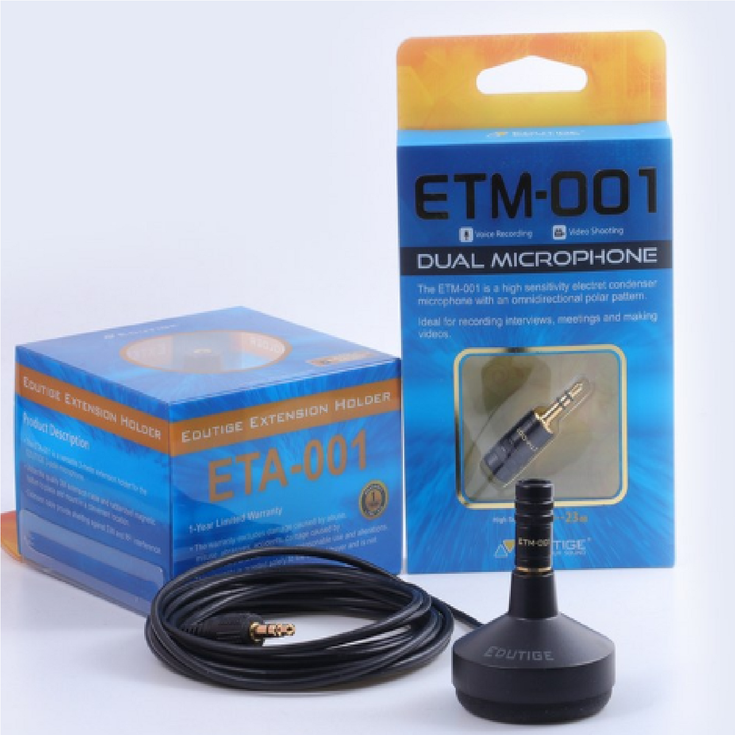 EDUTIGE ETM-001 3.5mm 3-Pole Microphone for GoPro, DSLR, PC, Audio Recorder