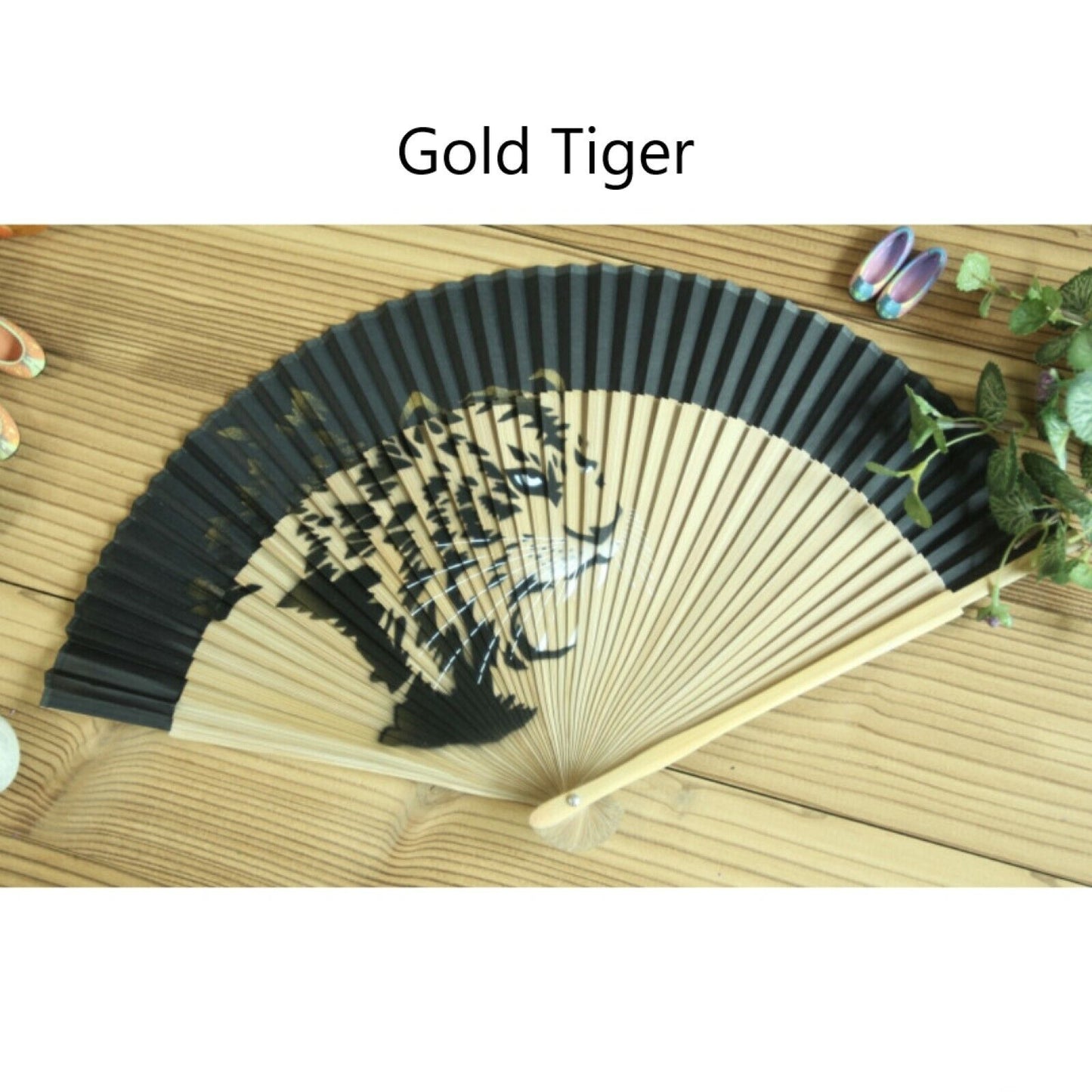 Folding Silk Hand Fan Tiger Dragon 4 Types Oriental Hand-painting Korean Crafts