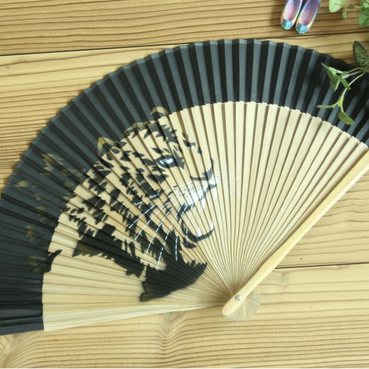 Folding Silk Hand Fan Tiger Dragon 4 Types Oriental Hand-painting Korean Crafts