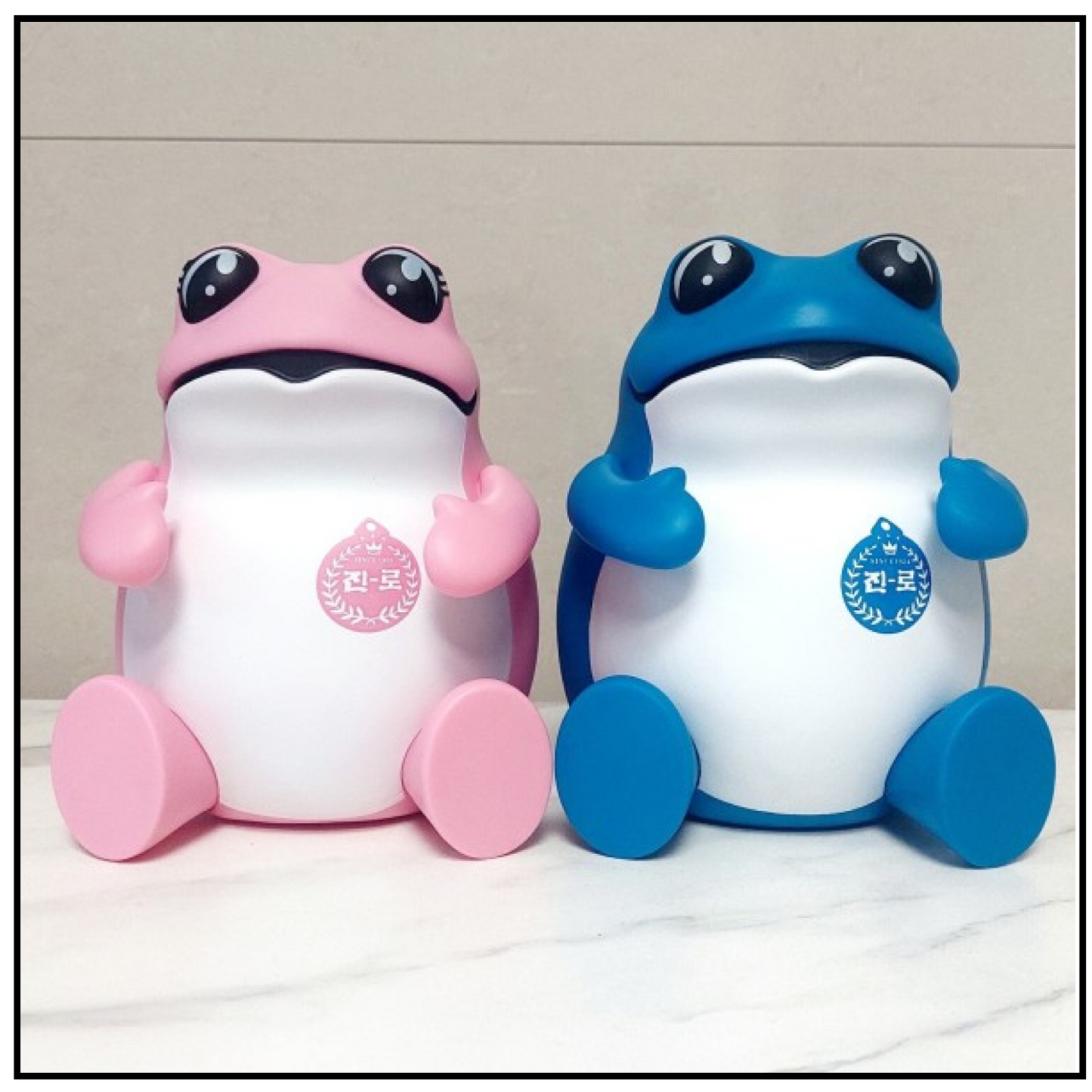 Hite Jinro Frog Toad Figure Blue & Pink Couple Set Korea Soju Brand Boy Girl