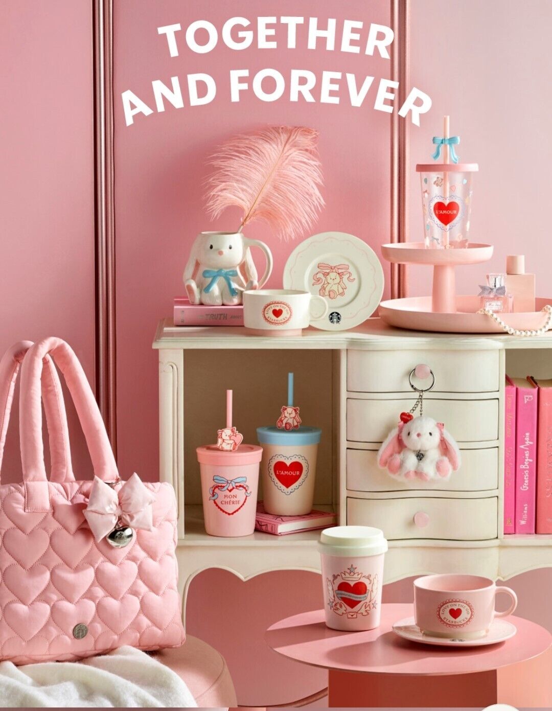 Starbucks Korea Sweetie Fluffy Bunny Keychain 2025 V-Day Limited MD