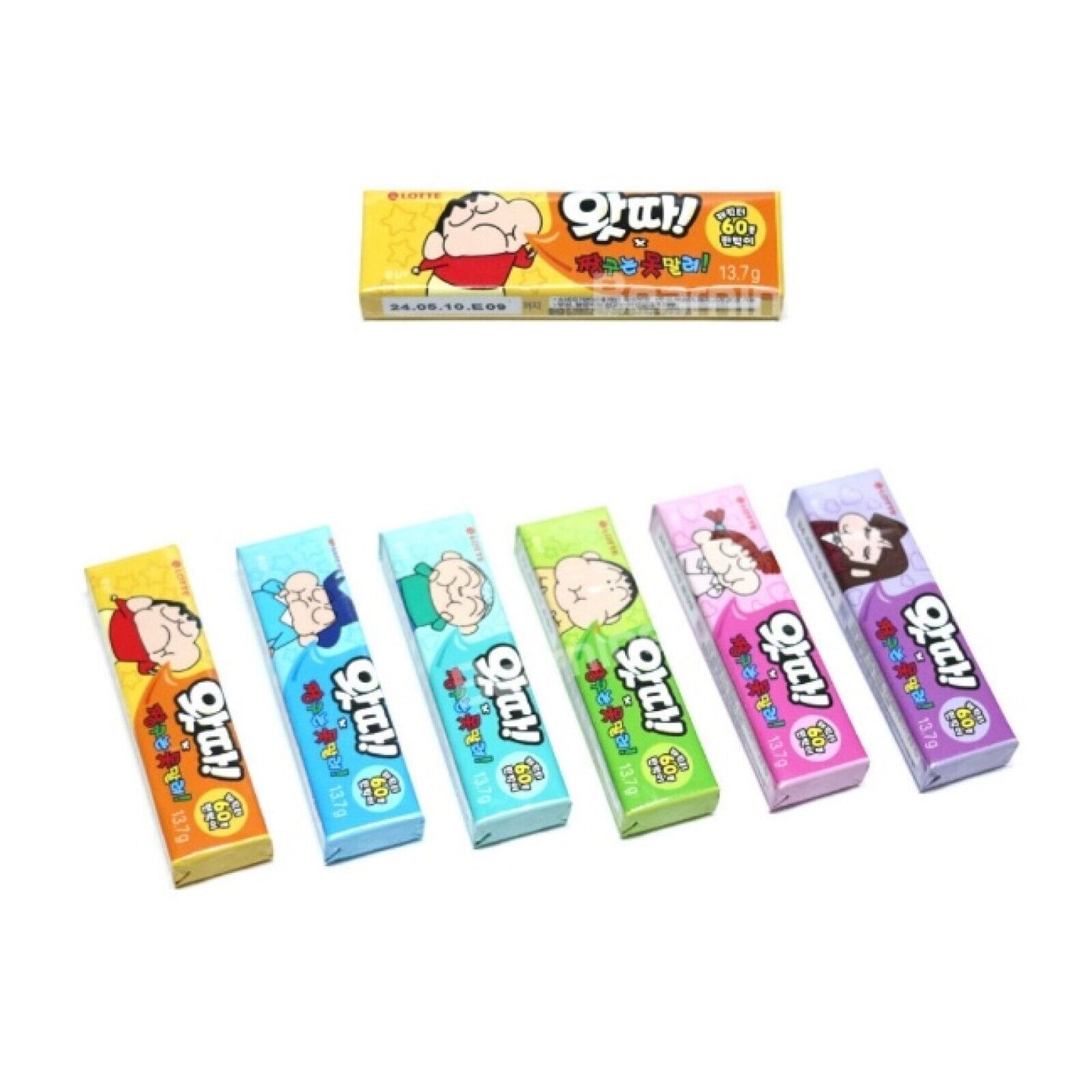 LOTTE WATTA Gum x Crayon Shin-chan - 13.7g * 25packs (1BOX) / Korean Snack