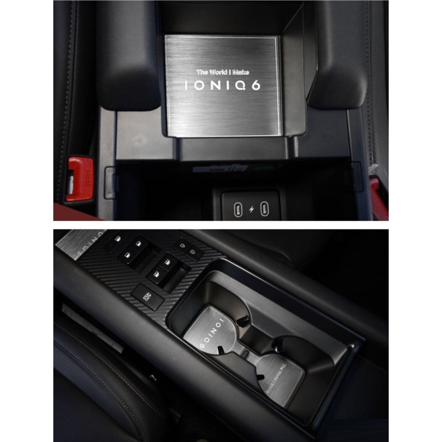 CUP HOLDER INSIDE CONSOLE PLATE METAL KITS For Hyundai IONIQ6 2022+ Accessories