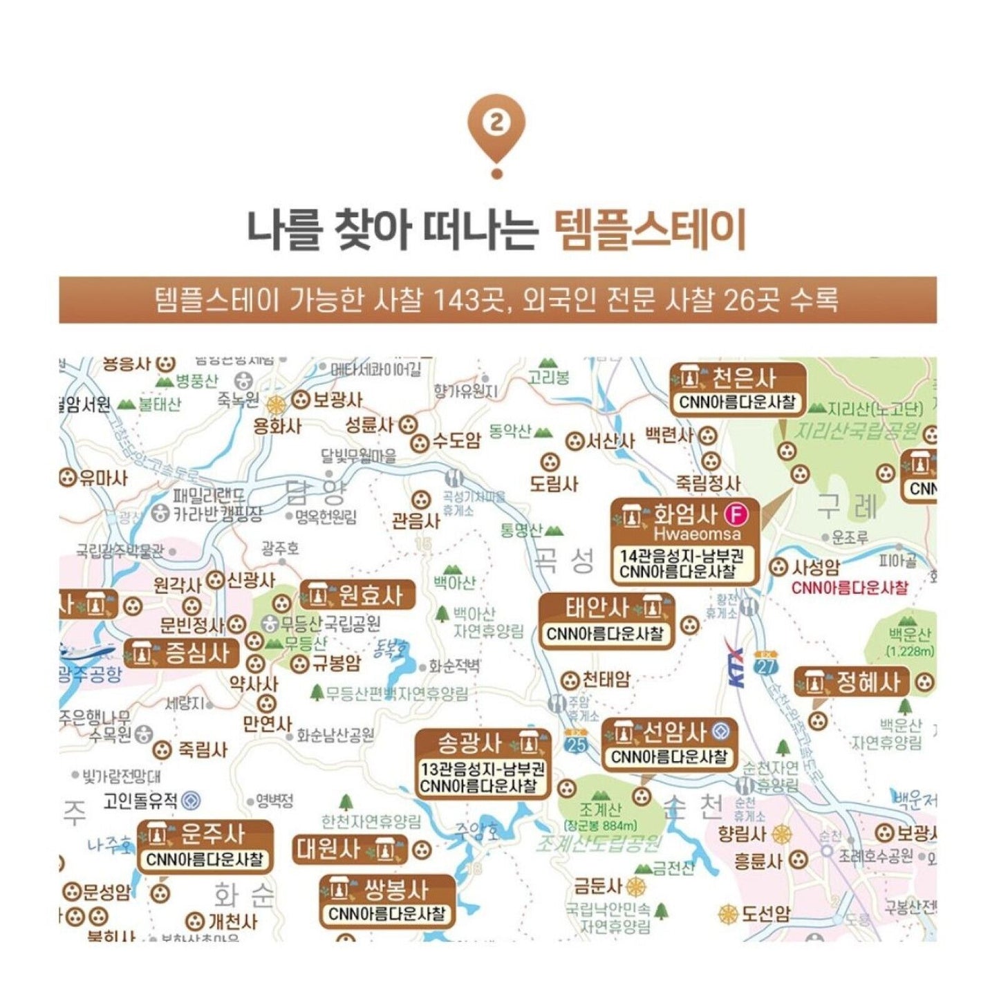 Korea Buddhism Travel Temple stay delicate Map / templestay / Coated Paper
