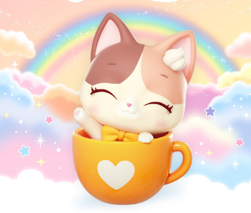 WishCat Figure LATTEMEOW Korean Animation Wish Cat Toy 2024 New