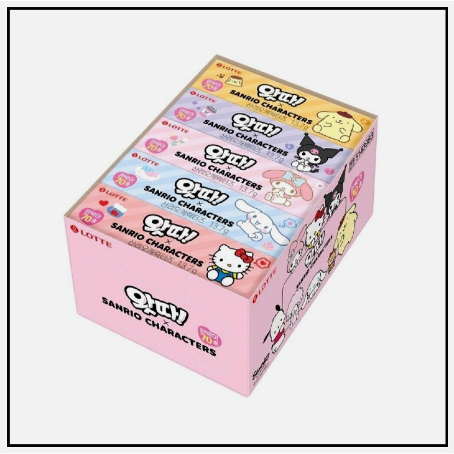 LOTTE WATTA Gum x Sanrio Characters - 13.7g * 25packs (1 BOX) / Korean Snack