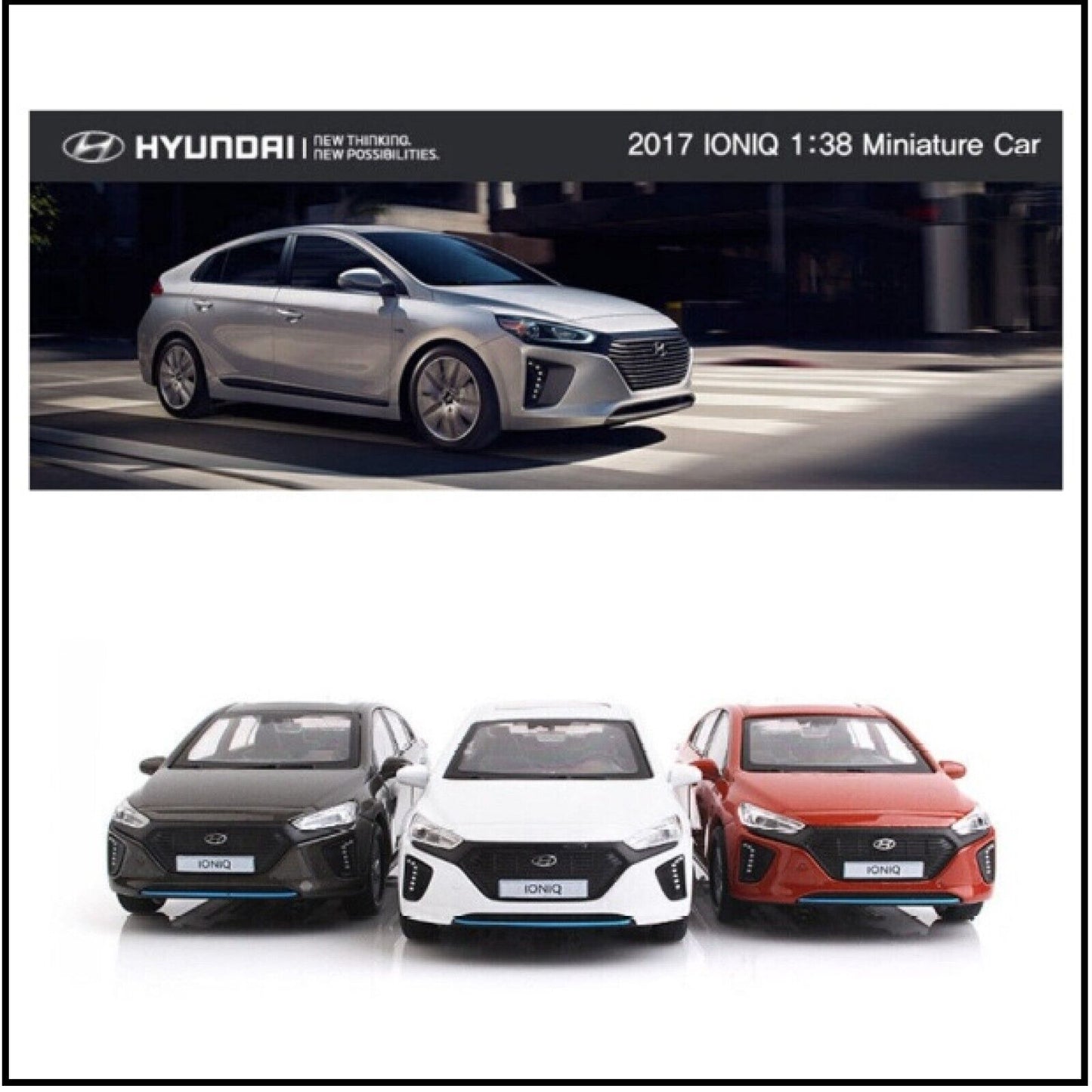 Hyundai Motors Ioniq AE Brown 1:38 Diecast Mini Car Metal Miniature Display Toy