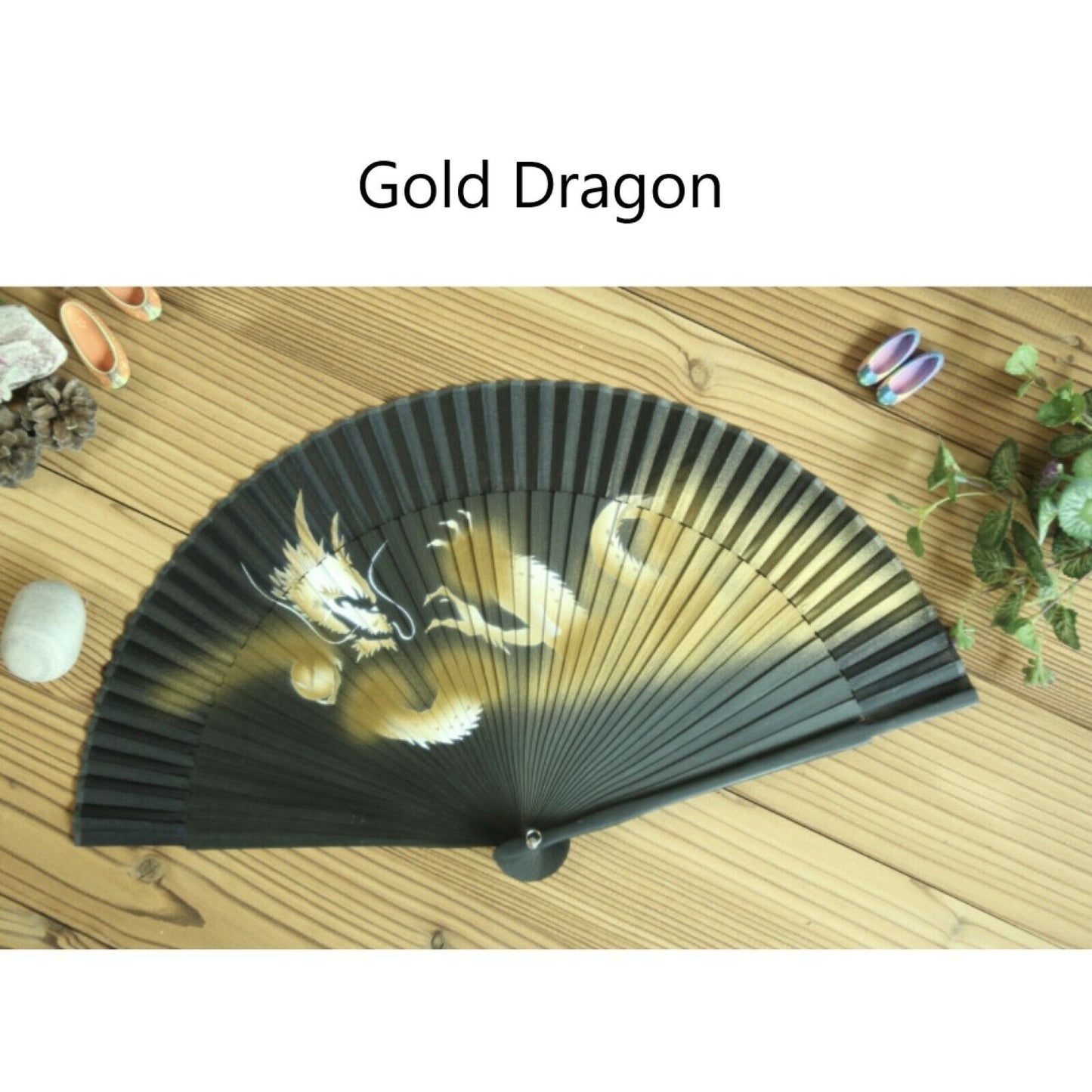 Folding Silk Hand Fan Tiger Dragon 4 Types Oriental Hand-painting Korean Crafts