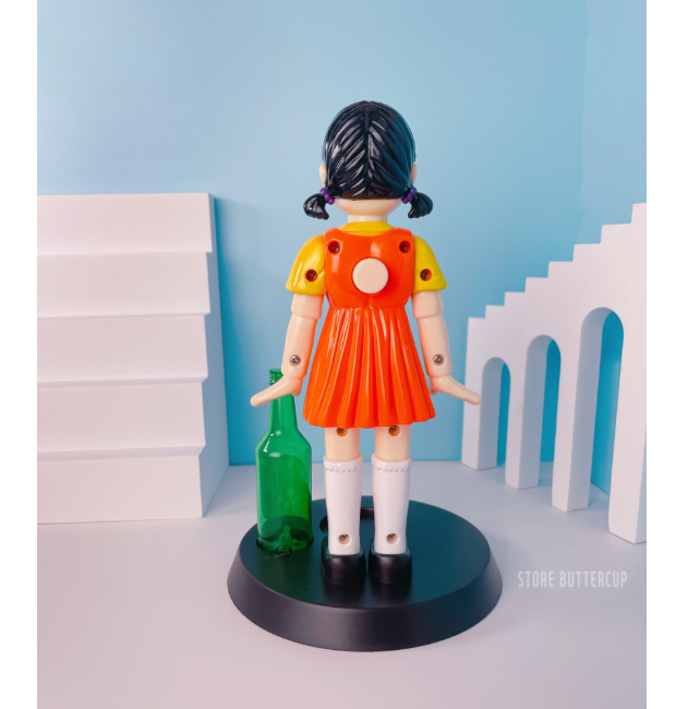 Squid Game Younghee Jinro Chamisul Soju Korean Drinking Game Toy Figure & 1 Cup