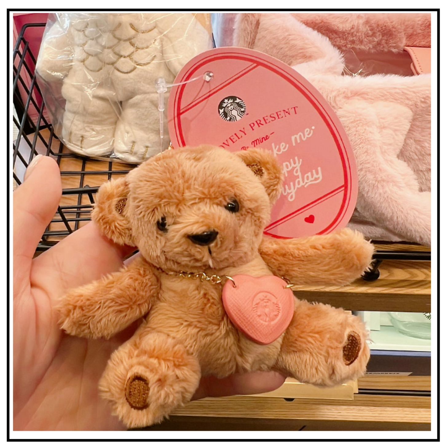 Starbucks Korea 2024 Be Mine Bear Fabric Key Chain Valentine Promotion keychain