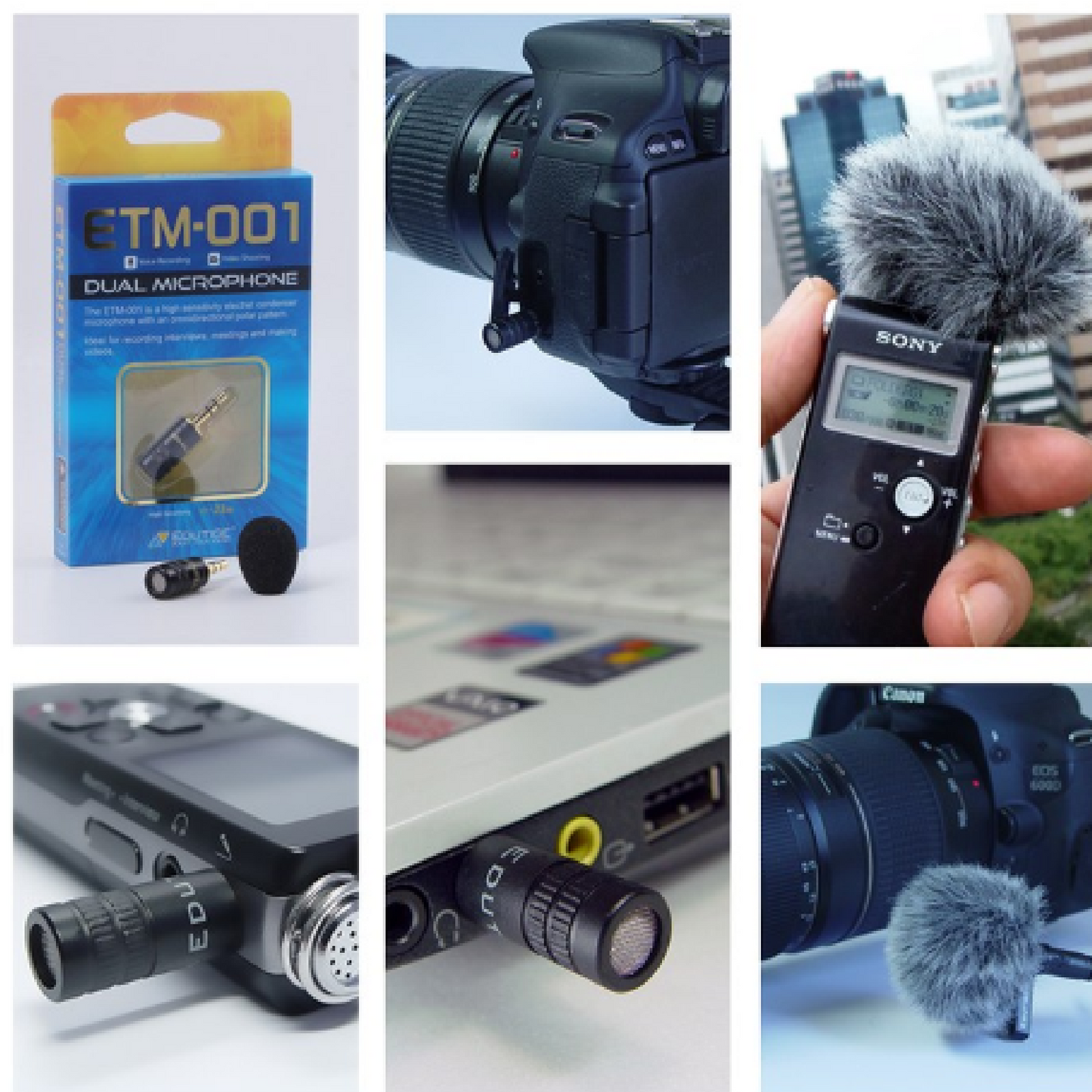 EDUTIGE ETM-001 3.5mm 3-Pole Microphone for GoPro, DSLR, PC, Audio Recorder