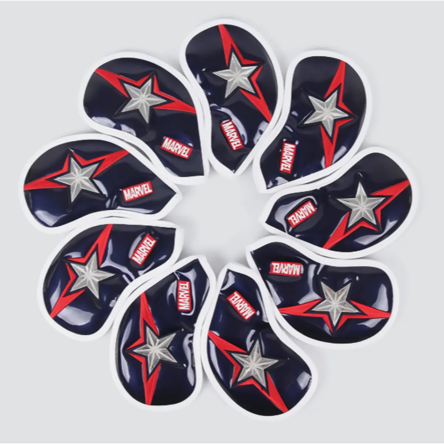 New Volvik Marvel Golf Captain America Iron Head Cover 9Pcs for Club Authentic