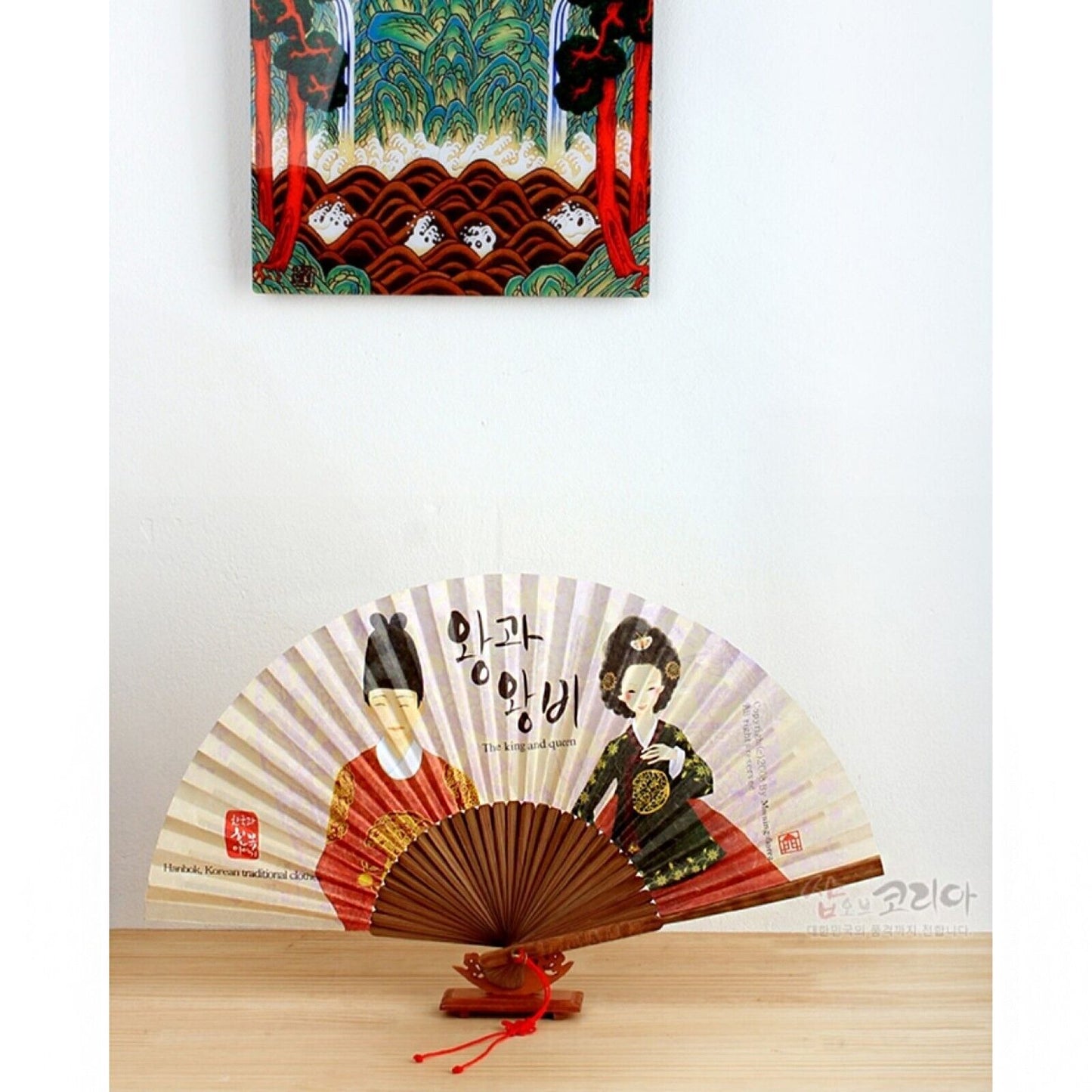 [ *Korean Traditional Crafts] Folding Hand Fan Korean paper King & Queen Design