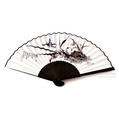 [ *Korean Traditional Crafts] Folding Hand Fan Orchids & Butterflies Design