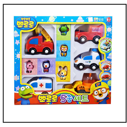 Pororo and Friends 5 Figures and 5 Mini Cars Role play Toy Set - Korea Toys