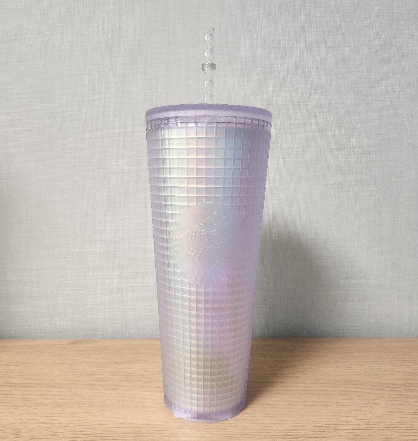 Starbucks Korea Limited * 22  Soft White Grid Cold Cup 709 ml 2022 Summer 24 oz