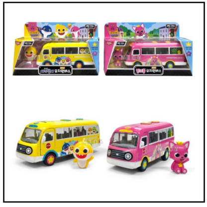 Pinkfong Baby Shark Kindergarten Bus Diecast Metal Pull Back Pink Car & Figure