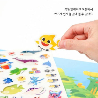 Pinkfong Baby Shark Family * Sticker Book Bag  Reusable Attach & Detach 43pcs
