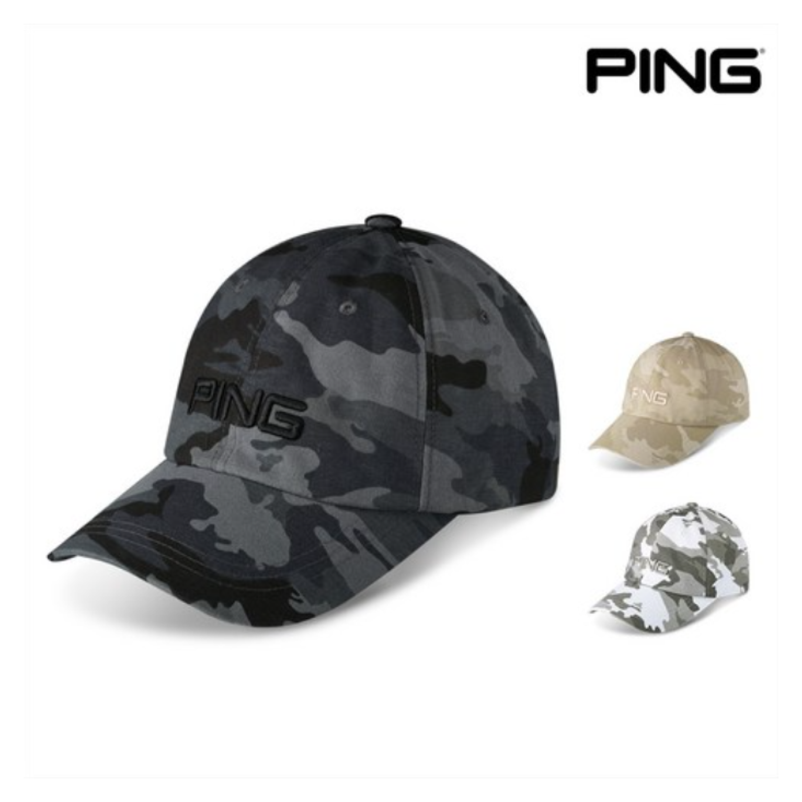 PING 2023 New Premium Golf Hexagonal Camo Caps for Men Adjustable Hats Visor