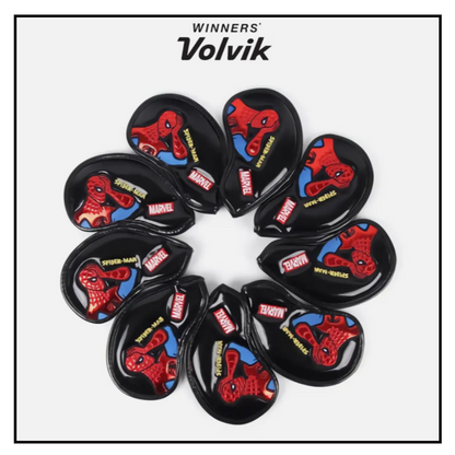 New Volvik Marvel Spider Man Golf Iron Head Cover 9Pcs Glove for Club Authentic