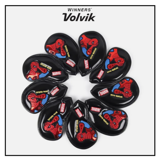 New Volvik Marvel Spider Man Golf Iron Head Cover 9Pcs Glove for Club Authentic