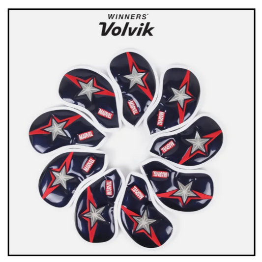 New Volvik Marvel Golf Captain America Iron Head Cover 9Pcs for Club Authentic