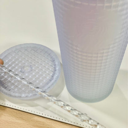 Starbucks Korea Limited * 22  Soft White Grid Cold Cup 709 ml 2022 Summer 24 oz