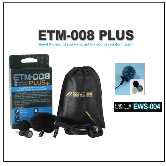 EDUTIGE Uni-Directional Microphone ETM-008 Plus + Furry Windscreen (EWS-004)