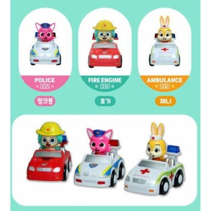 Pinkfong Wonder Star Mini Rescue Team Car Set Pullback Car Hogi Jenny figures