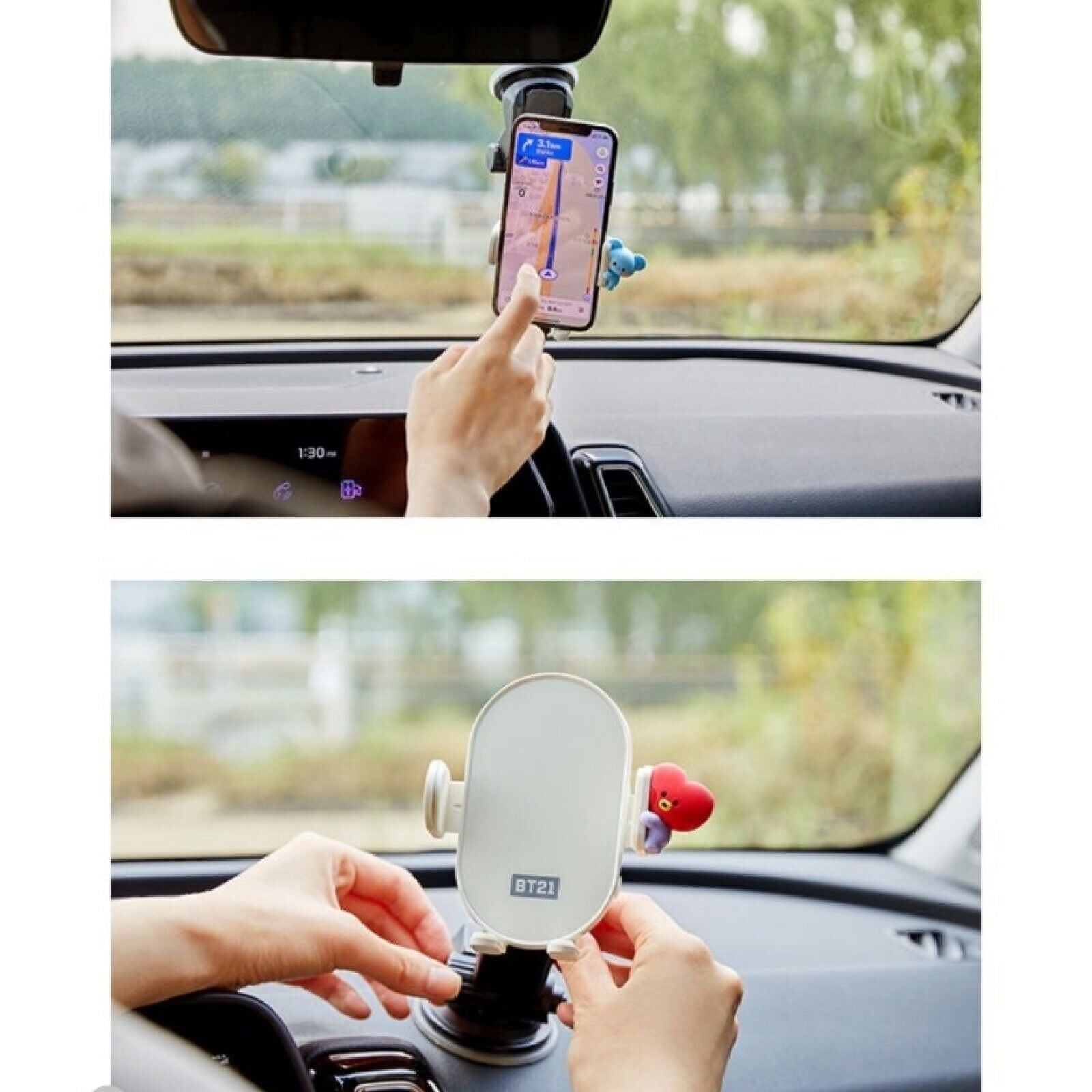LINE FRIENDS BT21 Minini Wireless Car Charger Phone Holder Mount Fast Charging