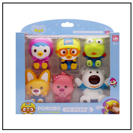 Pororo & Friends Bath Toy (6pcs) Pororo+Crong+Loopy+Eddy+Petti+Poby