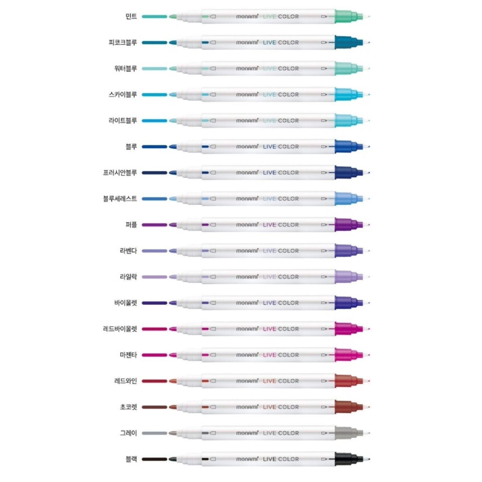 Monami Live Color Water-based Double-sided Marker Pen 36 Colors Set