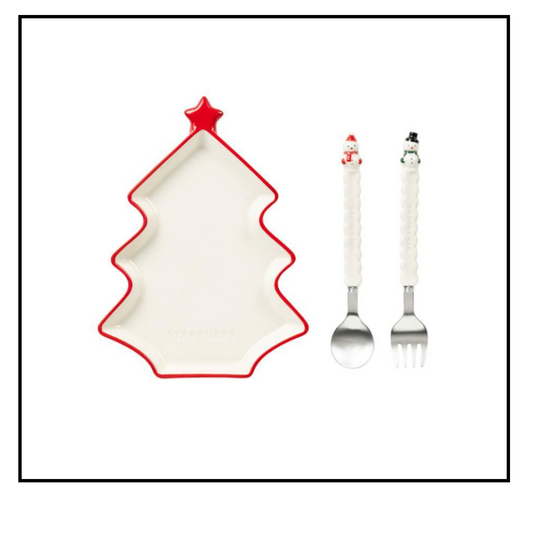 Starbucks Korea 2024 Holiday Friends Plate & Cutlery Set holidayfriends