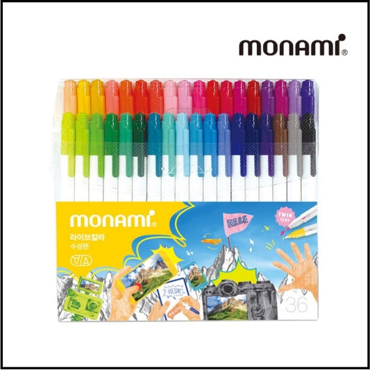 Monami Live Color Water-based Double-sided Marker Pen 36 Colors Set