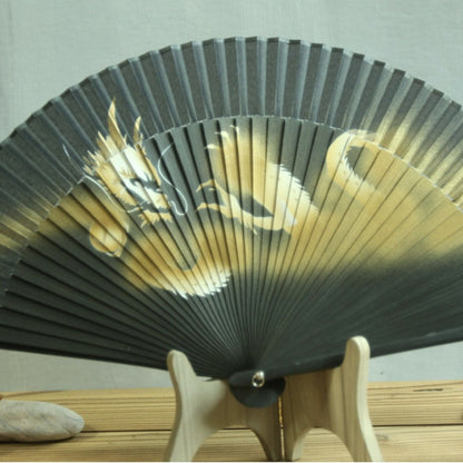 Folding Silk Hand Fan Tiger Dragon 4 Types Oriental Hand-painting Korean Crafts