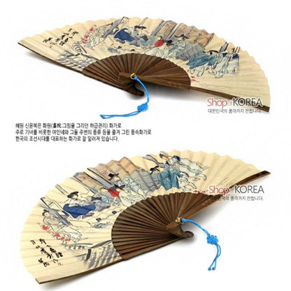 [ *Korean Traditional Crafts] Beautiful Folding Hand Fan Korean paper Folk Paint