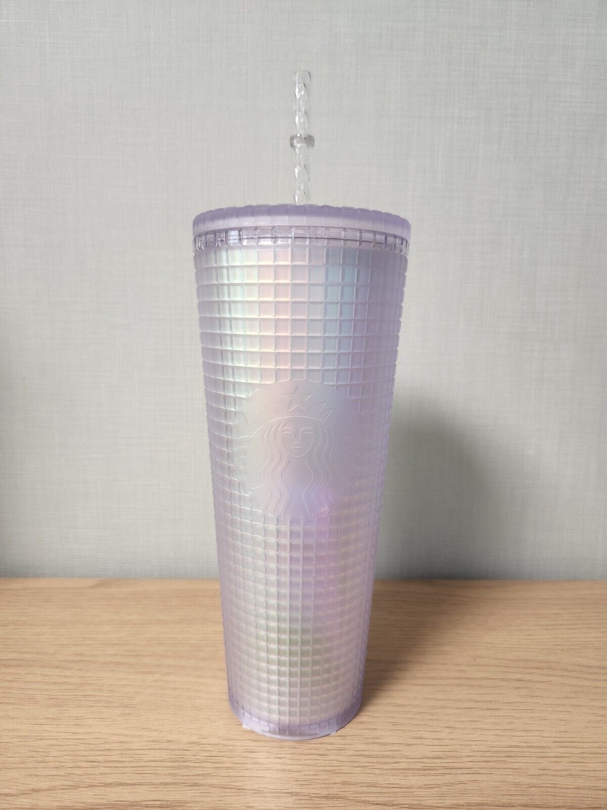 Starbucks Korea Limited * 22  Soft White Grid Cold Cup 709 ml 2022 Summer 24 oz