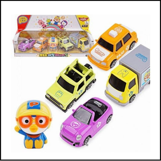 Pororo Diecast Metal Mini Car 4 & Figure 1 Set Taxi Truck Korean Kids Toy