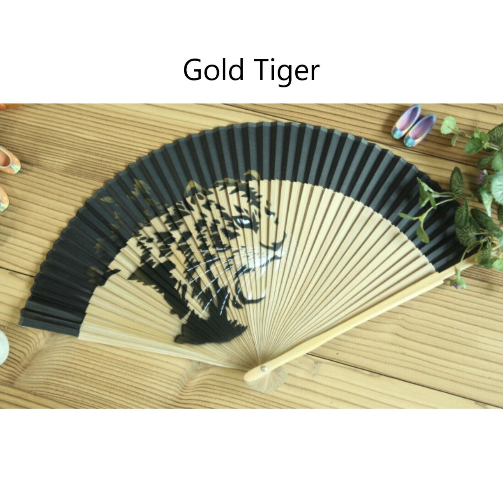 Folding Silk Hand Fan Tiger Dragon 4 Types Oriental Hand-painting Korean Crafts