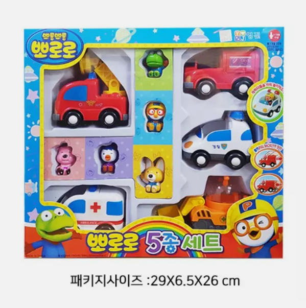 Pororo and Friends 5 Figures and 5 Mini Cars Role play Toy Set - Korea Toys