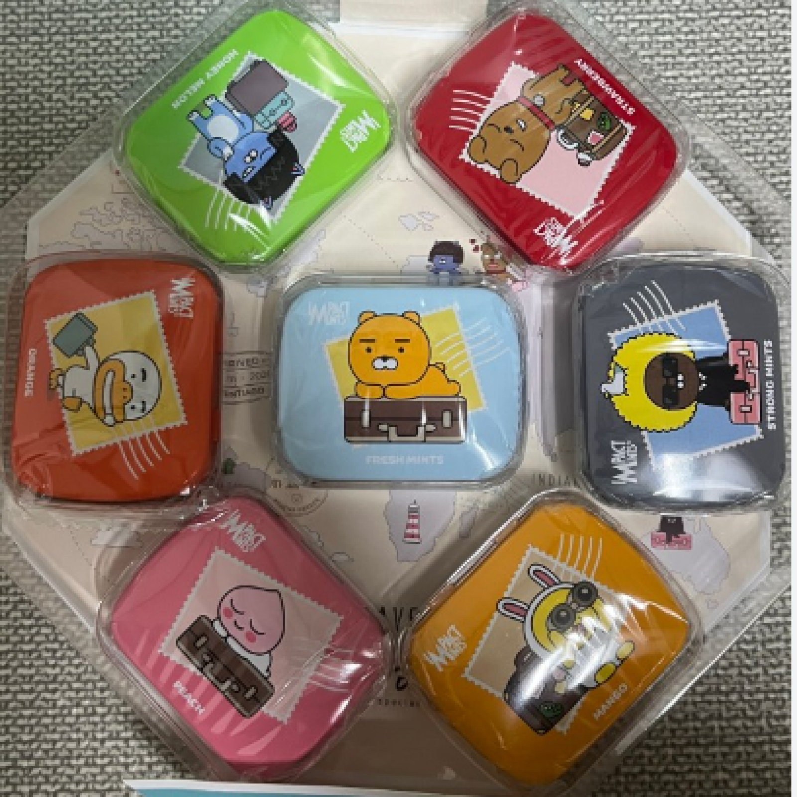 Impack Mints x Kakao Friends No Sugar Candy 7type Peach Strong Fresh Mints Mango